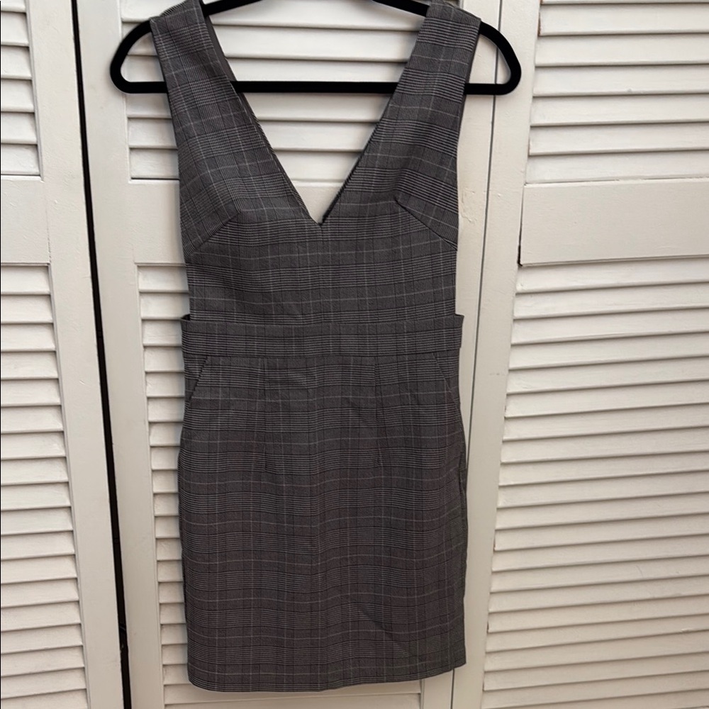 Aqua Gray Sheath Mini Dress V-Neck Sleeveless